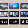Multiple Modern TVs With Different Screen Displays And Digital Interfaces in Various Content Presentations 3d model