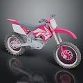 Pink and White Off Road Motorcycle With Stylish Graphics and Large Wheels