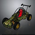 Off-road Go-kart With Camouflage Design Red Seat Black Frame And Yellow Wheels