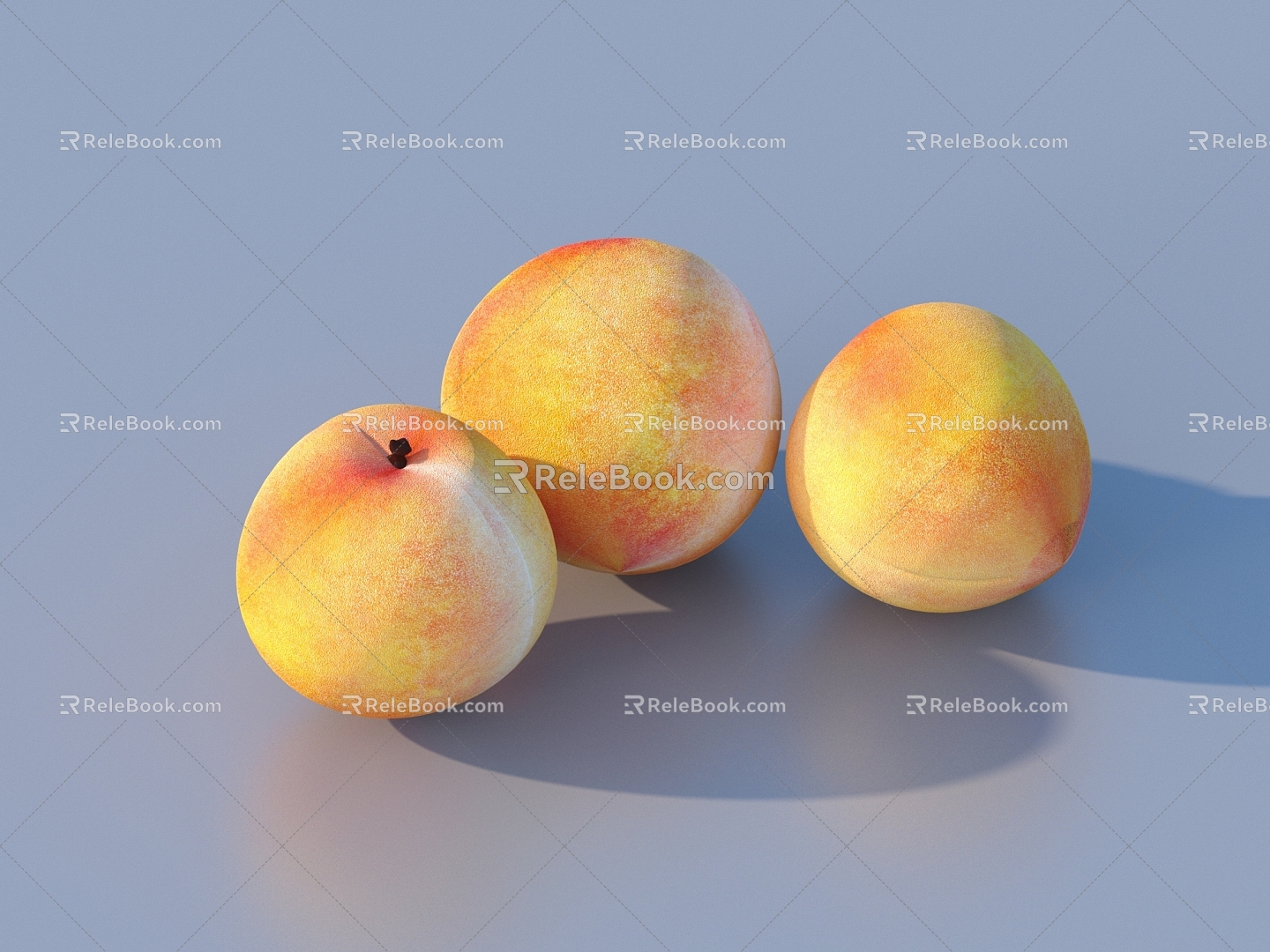 Yellow peach fruit 3d model