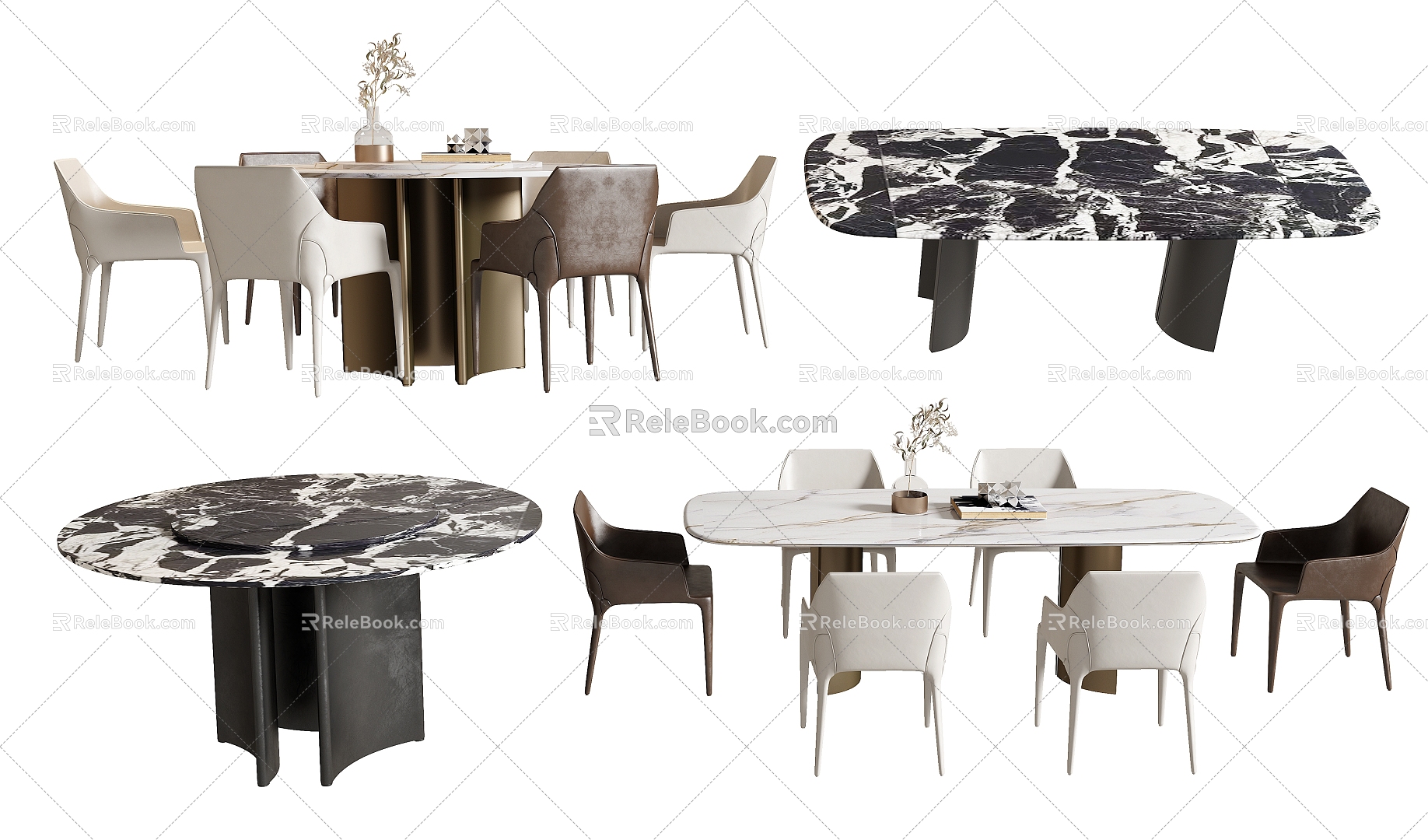 Dining Table and Chair Combination Rectangular Dining Table Dining Chair Single Chair Chair Dining Table Ornaments 3d model