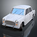 Vintage White Classic Car With Textured Body Headlights Grille And Shiny Wheels