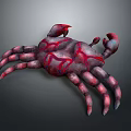 3D Model Crab With Red And Gray Textured Body And Multiple Long Legs 3d model