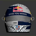 Weapon Helmet Red Bull Gives You Wings Silver Blue Metallic Reflective Design