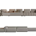 Modern Modular Sectional Sofa With Light Beige Fabric And Comfortable Seating Cushions 3d model