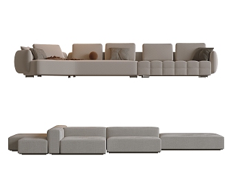 Modern multi-person corner sofa three-person sofa living room sofa L-shaped sofa 3d model