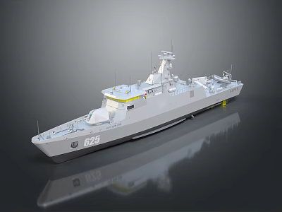 Modern Military Warship Model With Hull Number 625 Naval Combat Vessel Design 3d model