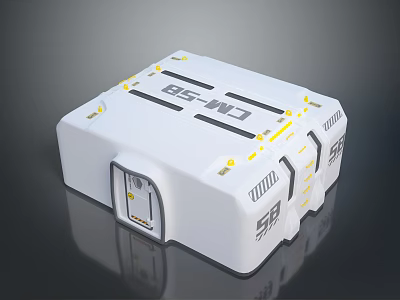 White CM58 Storage Box With Yellow Details For Home Electronic Accessories Organizing 3d model