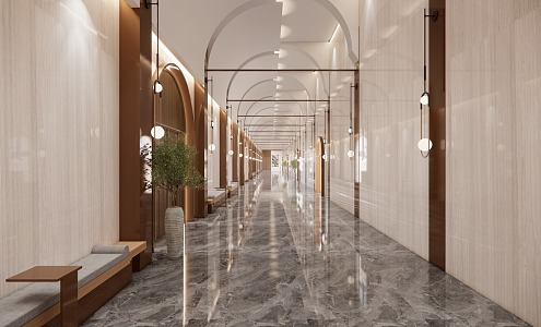 Hotel Entrance Aisle Hotel Passage Ballroom Aisle 3d model