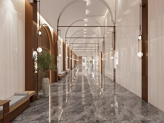 Hotel Entrance Aisle Hotel Passage Ballroom Aisle 3d model