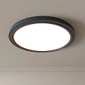 Modern Round Flush Mount Ceiling Light With White Light And Dark Frame On Ceiling 3d model