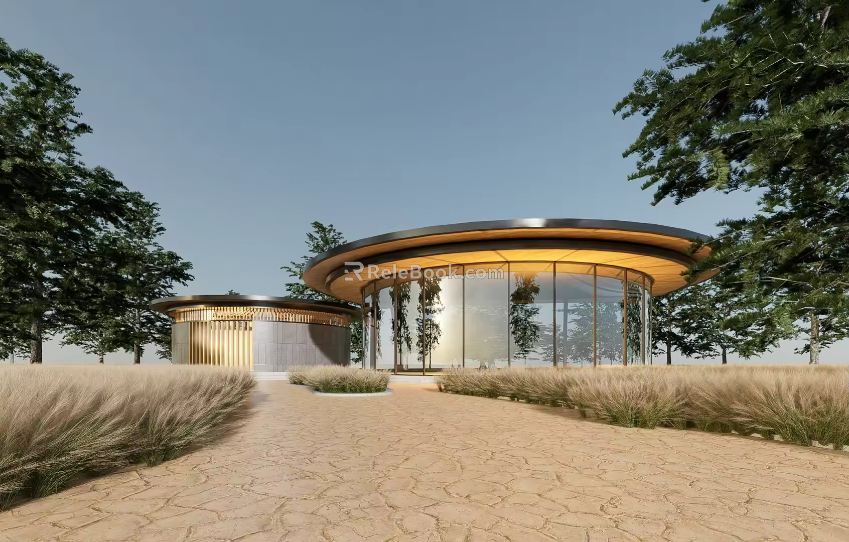 Modern Architecture Curve Building Curve Sales Department Curve Commercial Restaurant Bookstore Rural Architecture Exhibition Center 3d model
