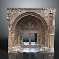 Ancient Stone Archway with Carved Details Columns and Steps Architectural Relic