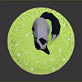 Low Poly Fox Character Sitting On Grassy Circle With Small Flowers