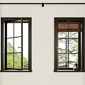 Jane European window retro window casement window sill roller shutter curtain 3d model