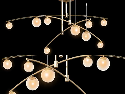 Modern Chandelier With Multiple Spherical Lights And Warm Glow Metal Frame Design 3d model