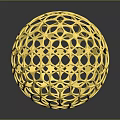 Yellow Intricate Hollow Sphere With Geometric Design And Modern Artistic Structure