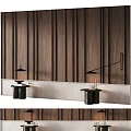 Modern Wooden Slatted Accent Wall With Side Tables And Lighting Fixtures