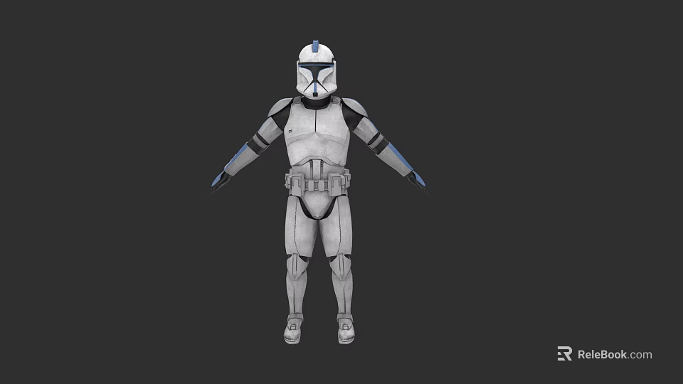 Star Wars Clone Trooper 3D Character Model With White Armor And Blue Accents 3d model 