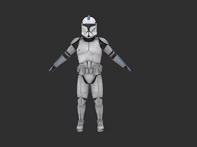 Star Wars Clone Trooper 3D Character Model With White Armor And Blue Accents 3d model
