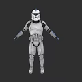 Star Wars Clone Trooper 3D Character Model With White Armor And Blue Accents