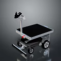 Mobile Wheeled Platform With Black Flat Surface Top Mounted Device And Metal Frame 3d model