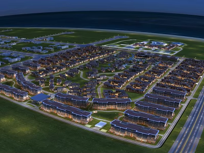 Aerial View Planning Of Large Residential Community With Organized Building Layout Green Spaces And Roads 3d model