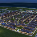 Aerial View Planning Of Large Residential Community With Organized Building Layout Green Spaces And Roads