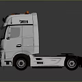 White Truck Cab With Roof Warning Lights Front Headlights Stylish Grille And Modern Design
