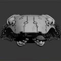 Futuristic Streamlined Mechanical Device With White Body Black Parts Circular Elements And Red Lights