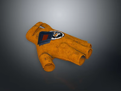 Orange Three Finger Gloves With Decorative Patch For Daily Household Use 3d model