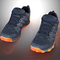 Dark Blue Lace Up Sneakers with Orange Soles and Sporty Casual Design