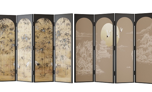 new chinese style screen 3d model