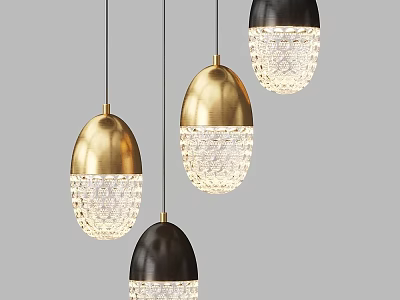Modern Egg Shaped Gold Black Metal Crystal Pendant Lights For Interior Design 3d model