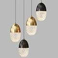 Modern Egg Shaped Gold Black Metal Crystal Pendant Lights For Interior Design