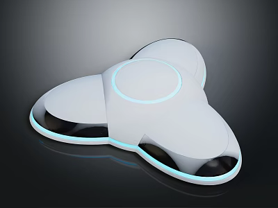 Sleek Three Lobed White Gadget With Blue Light Trim And Central Circle 3d model