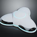 Sleek Three Lobed White Gadget With Blue Light Trim And Central Circle