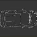 Detailed Wireframe Car 3D Model with Reflection on Dark Background 3d model