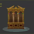 Classic Wooden Display Cabinet With Glass Doors And Carved Vintage Design