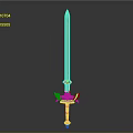 Fantasy Sword Design With Silver Blade Blue Hilt Guard And Decorative Handle