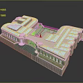 Modern Architectural Model With Glass Roofs Symmetrical Structure And Light Exterior Design