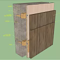Building Component Cross Section With Concrete Layer Wooden Panels And Metal Fasteners