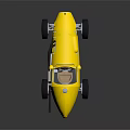 Yellow Vintage Racing Car With Open Cockpit Black Tires And White Wheels