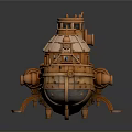 Vintage Steampunk Copper Colored Water Vehicle with Dome Pipes and Ladder Details