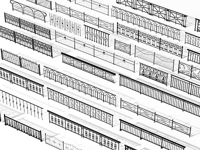 Various Fence Designs And Architectural Patterns For Home Garden And Property 3d model