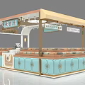 Chinese Style Pastry Shopping Mall Store with Display Counter Hanging Lanterns and Decorative Elements