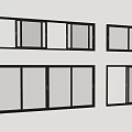 Modern Black Frame Windows And Sliding Doors For Home Interior Design 3d model