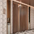 Elegant Modern Double Door With Herringbone Pattern And Marble Wall Decorations