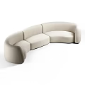 Modern Curved Beige Sectional Sofa With Soft Upholstered Fabric And Comfortable Seats
