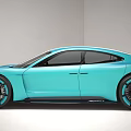 Blue Porsche Electric Sports Car With Sleek Design Front Fascia And Alloy Wheels